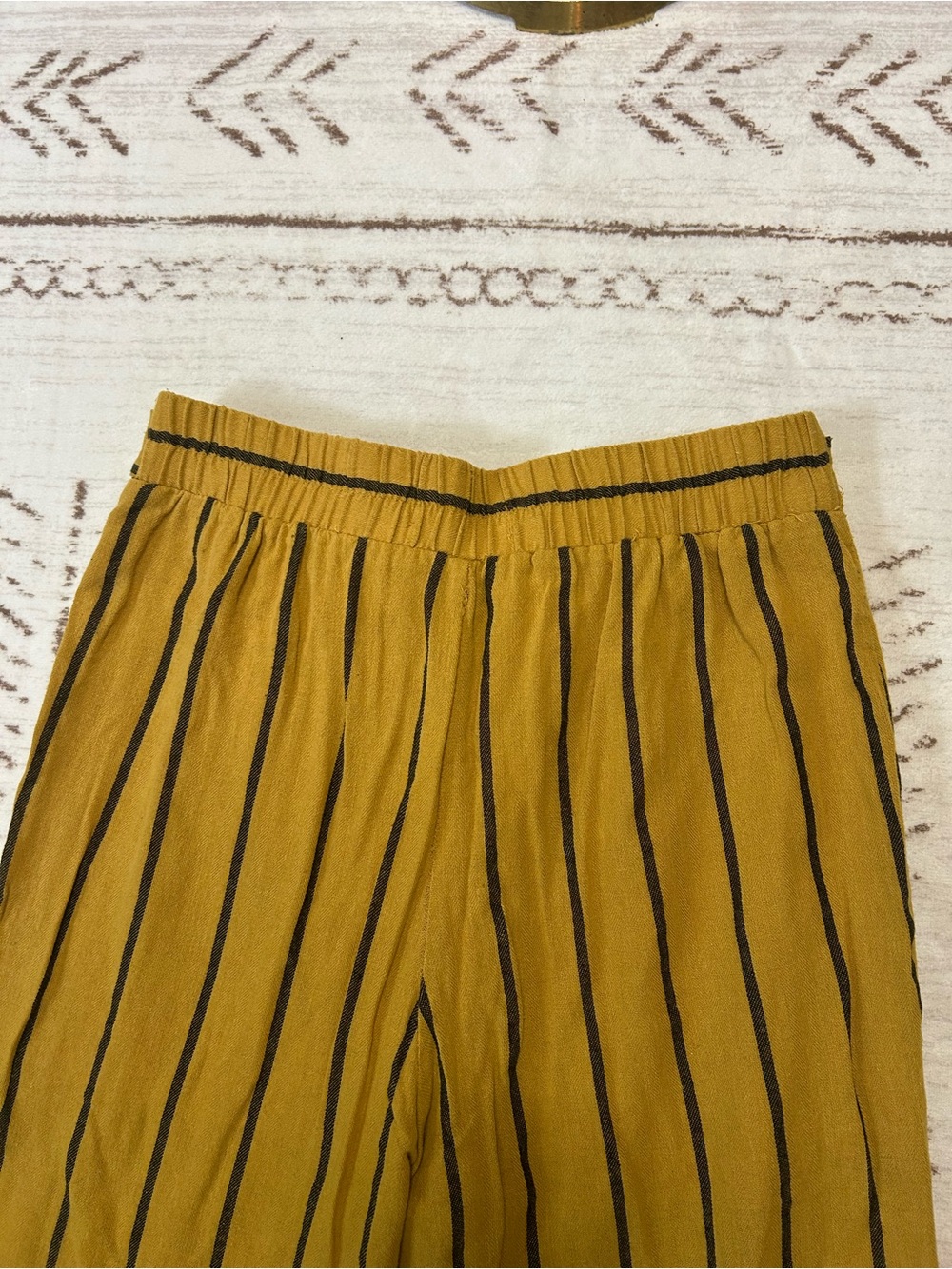 M Girls Mustard Stripe Wide Leg Pants Tie Waist Pull On Size M Cottagecore Boho - Picture 5 of 6